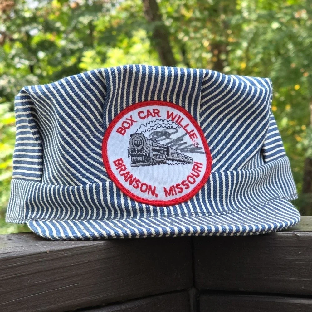 Vintage Box Car Willie Denim‎ Hat Autograph Conductor Snapback OSFM